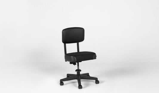 Black Fabric & Vinyl Vintage Armless Task Chair