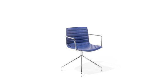 Blue Leather Guest Chair w/ Chrome Base