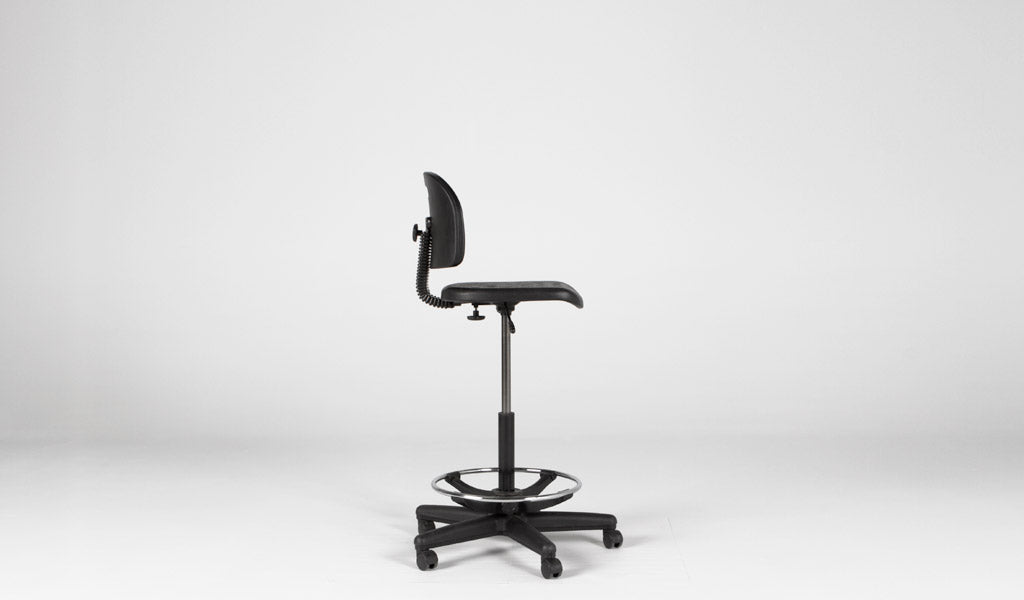 Black Drafting Stool with Foam & Rubber Seat & Back