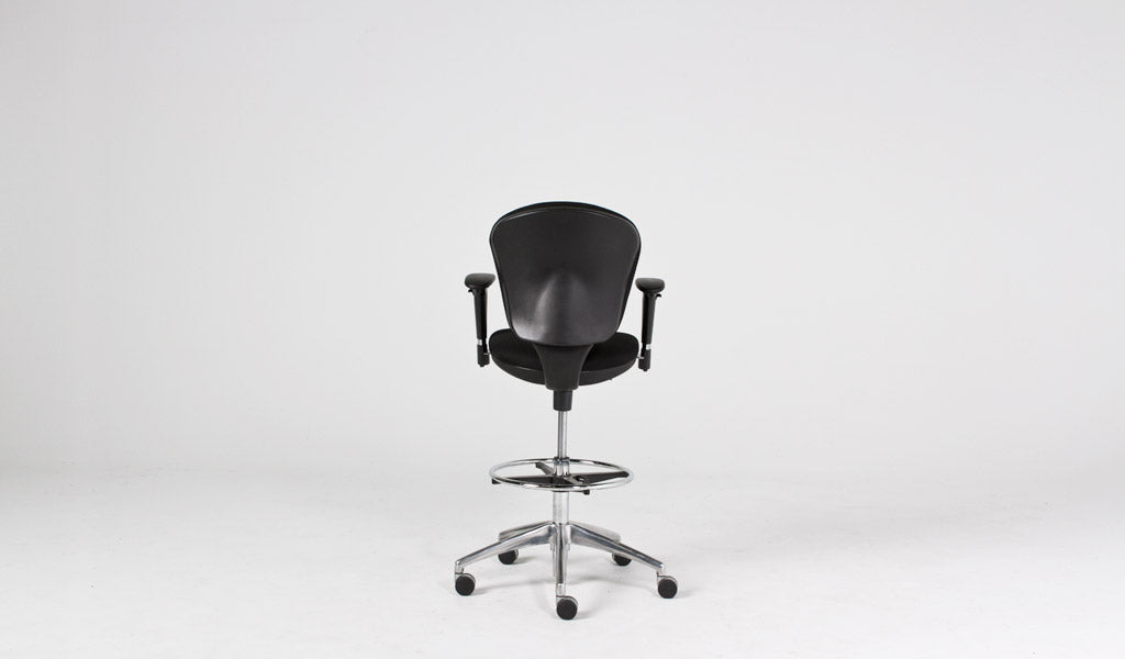 Black Fabric Drafting Chair with Chrome Base