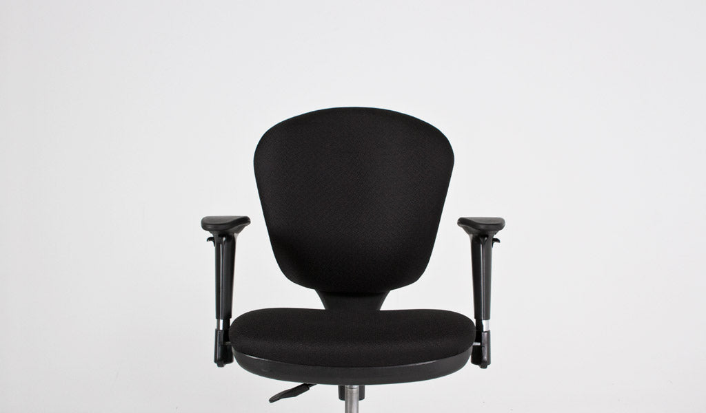 Black Fabric Drafting Chair with Chrome Base