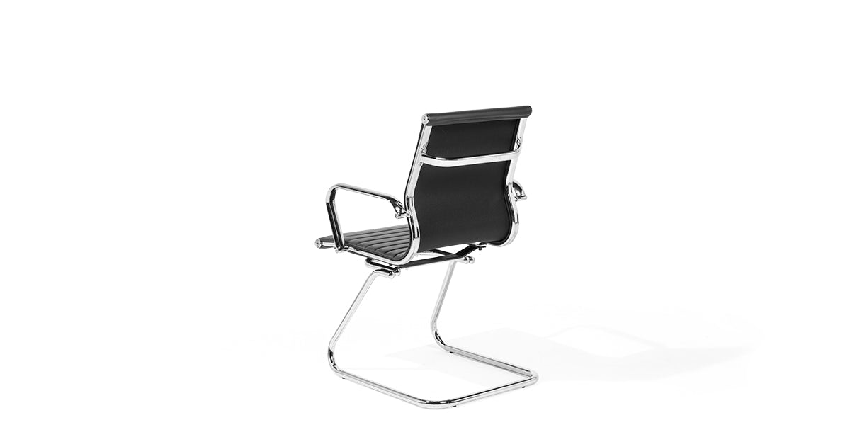 Black Leather Sled Base Chair