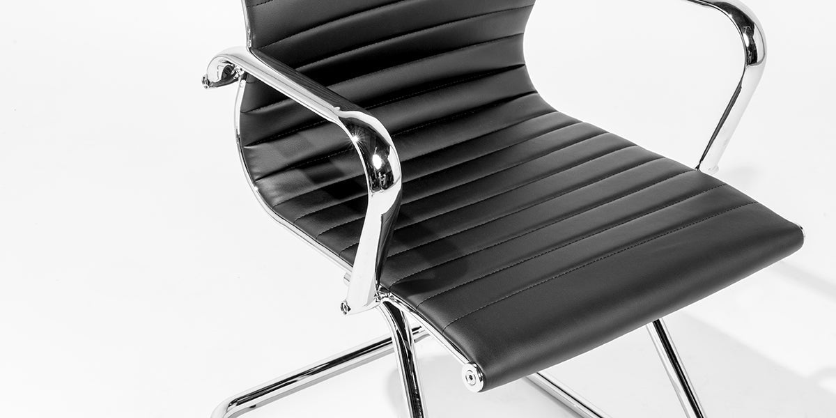 Black Leather Sled Base Chair