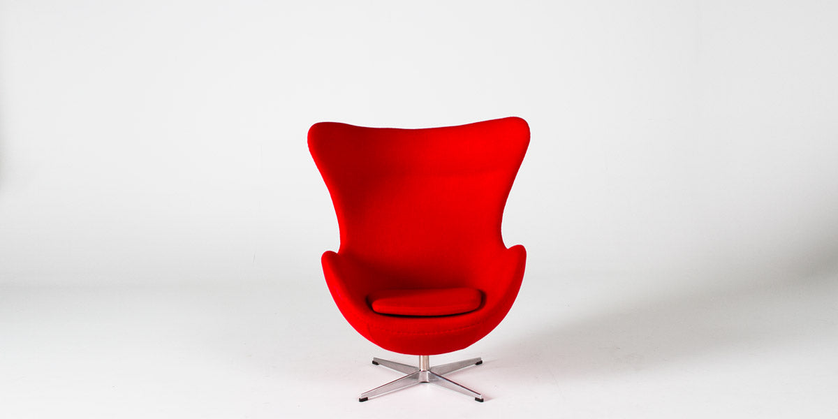 Red Fabric Egg Lounge Chair