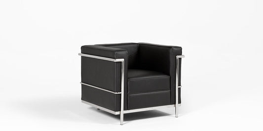 Black Leather Corbusier Style Chair