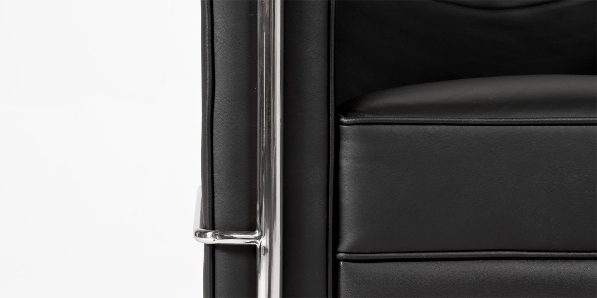 Black Leather Corbusier Style Chair