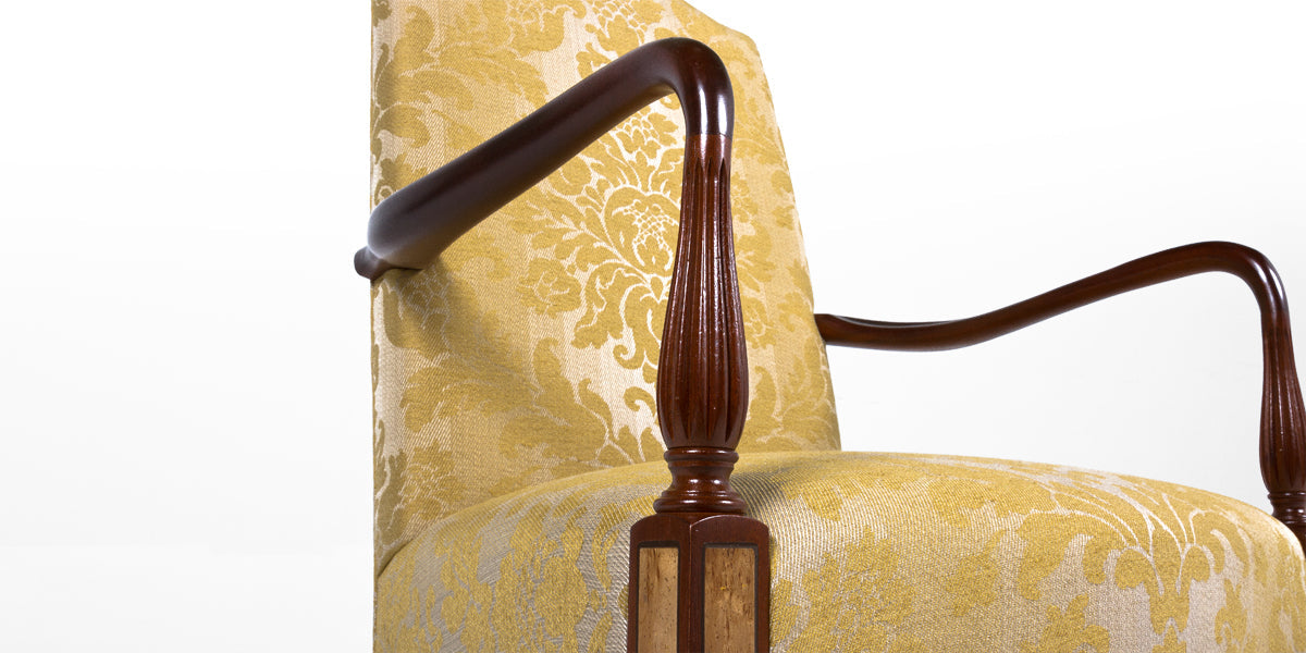 Gold and Yellow Damask Sheraton Chair