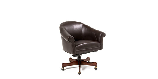 Brown Leather Barrel Executive Chair