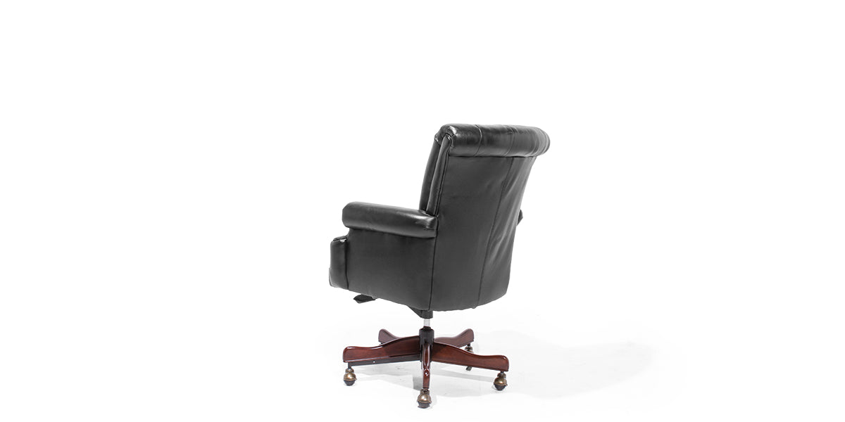Black Leather Channel Back Chair