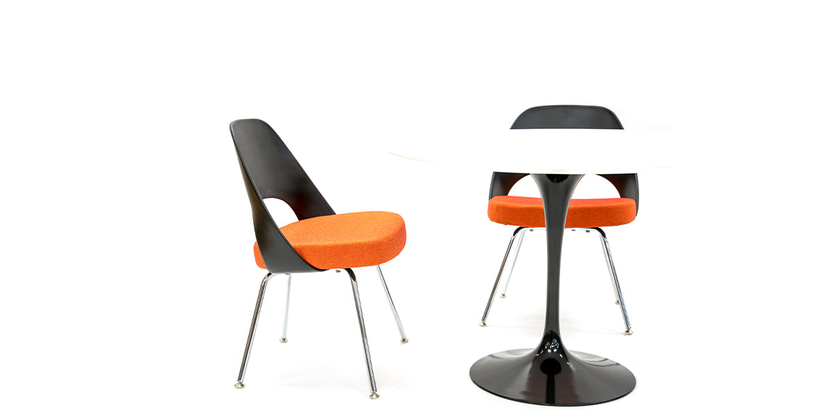 Orange and Black Saarinen Side Chair