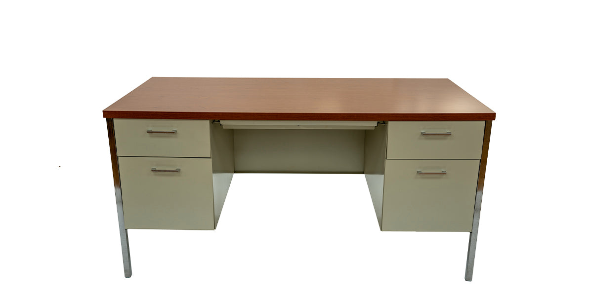 60"W Putty Metal Desk