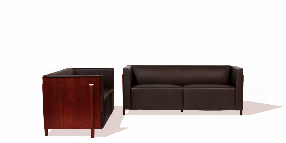 54.5"W Mocha Leather Loveseat