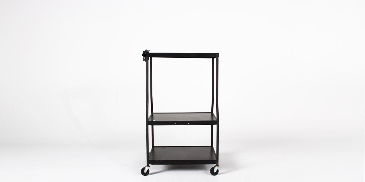 Black Media Cart with Power Cord