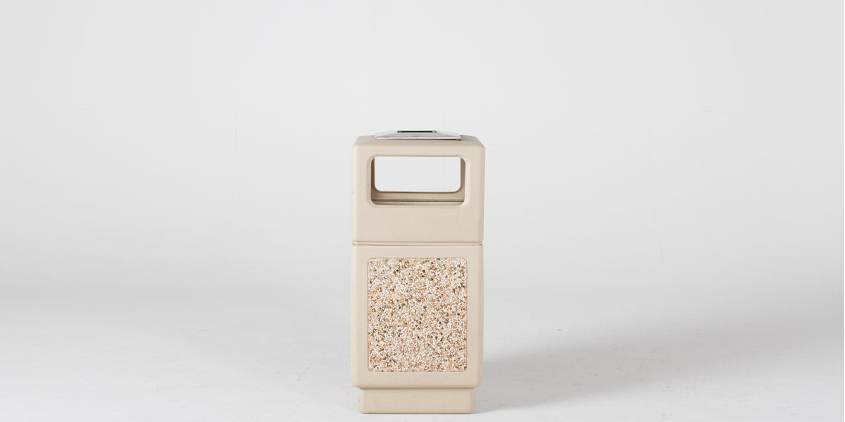 38"H Tan Plastic Waste Receptacle