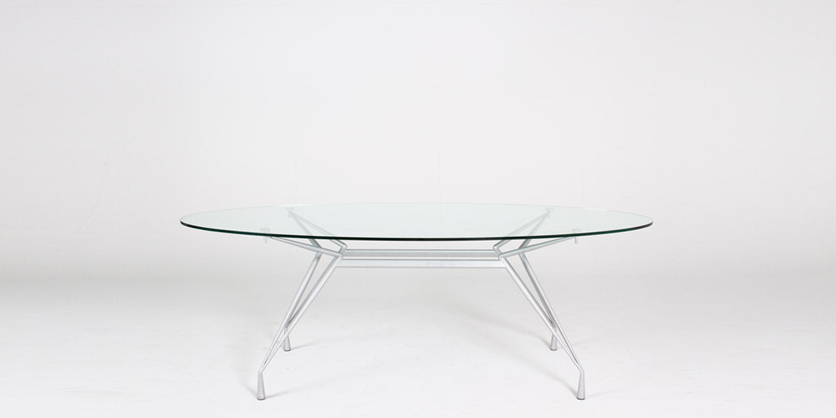 86"W Oval Glass Conference Table