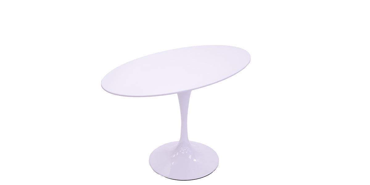 48"W White Oval Sarineen Table
