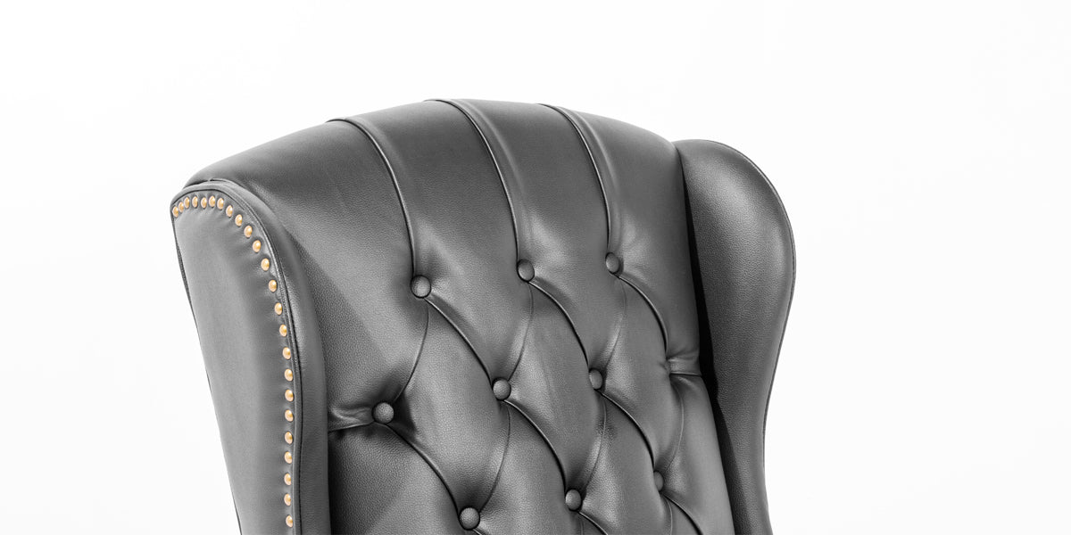 Black Leather Wing Back Chair