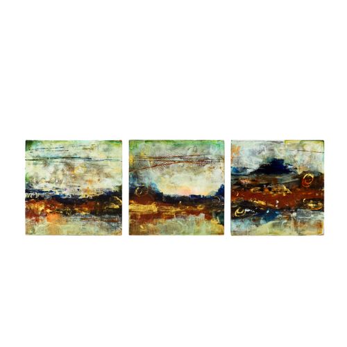 11"H Abstract Art Triptych/ ''RECKONING I