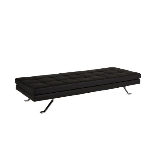 79"W Black Leather Bench with Daybed