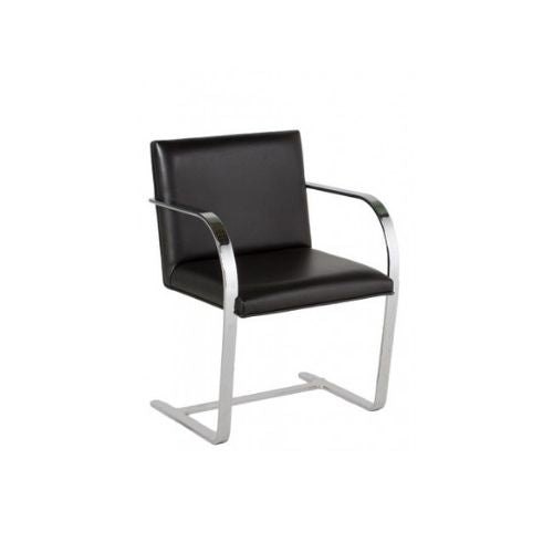 Bruno Flat Arm Chair / Black Leather
