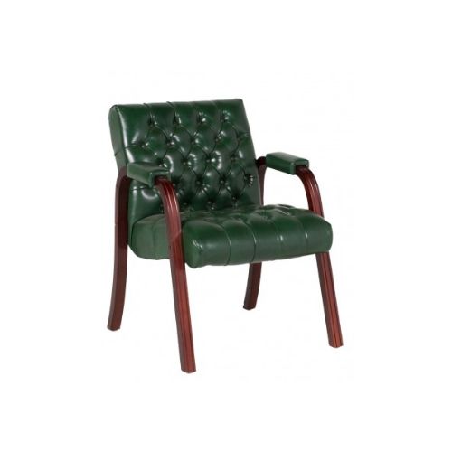 Tufted Green Vinyl Armchair