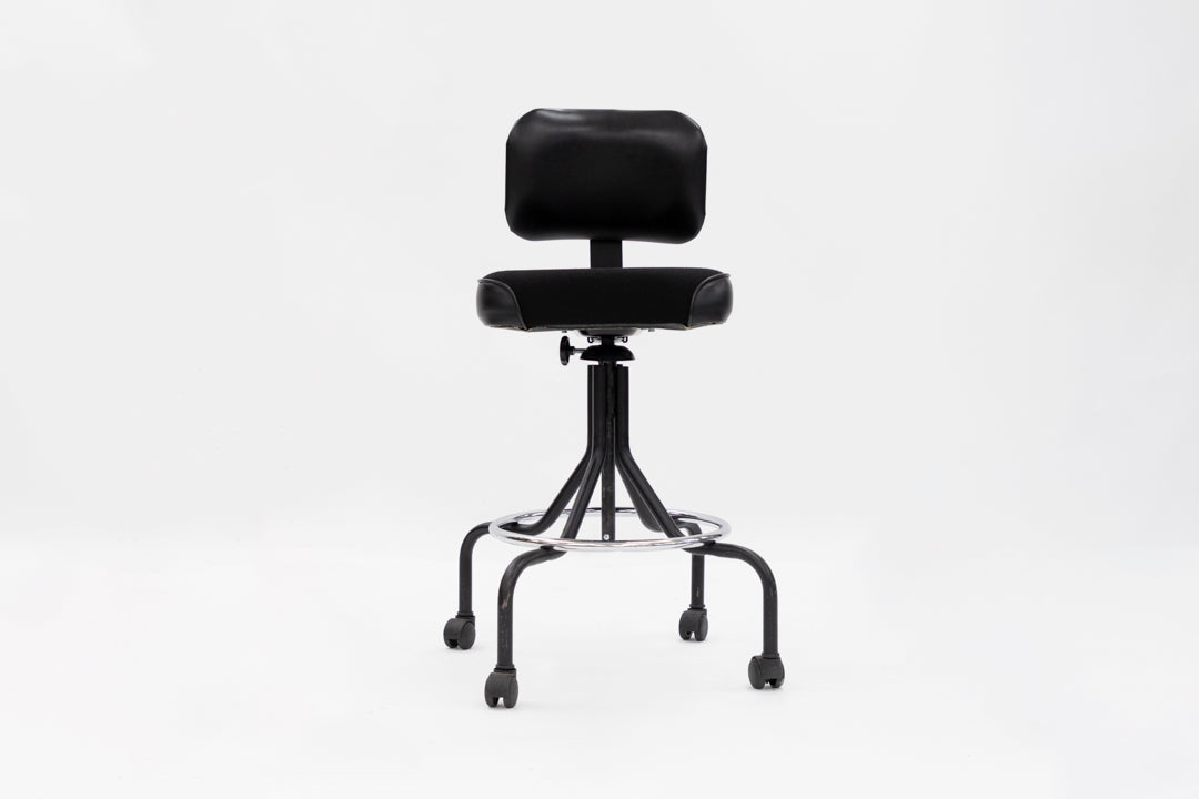 Vinyl and Fabric Drafting Stool - Black Armless