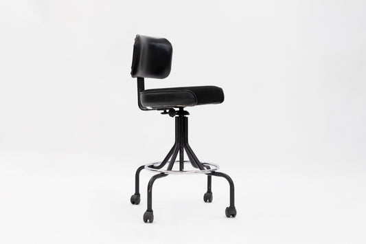 Vinyl and Fabric Drafting Stool - Black Armless