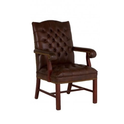 Brown Vinyl Tufted Armchair