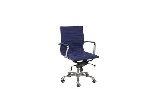 Blue Fabric Eames Style Mid Back Chair
