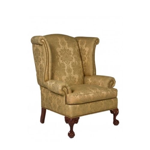 Gold Damask Wingback Chair