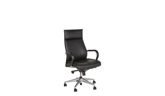 Black Leather High-Back Chair