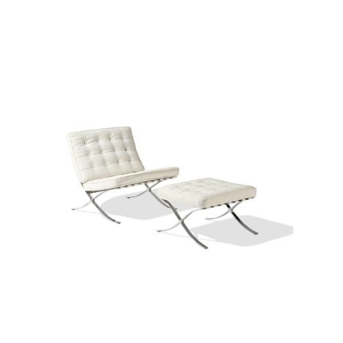 White Leather Barcelona Chair