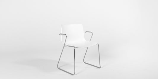 White Stack Chair - Chrome Base