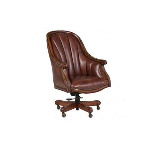 Brown Leather Channel Back Executive Chair