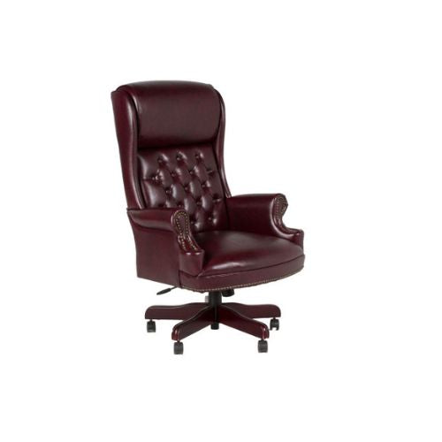 Oxblood Vinyl Tufted Hi-Back Chair