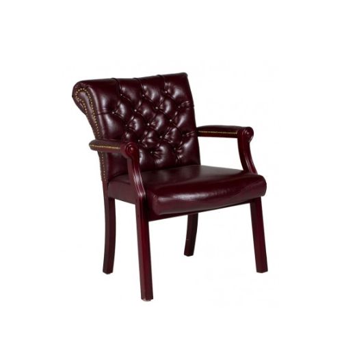 Tufted Oxblood Vinyl Armchair