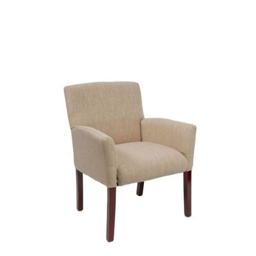 Linen Fabric Chair w/Mahogany Legs