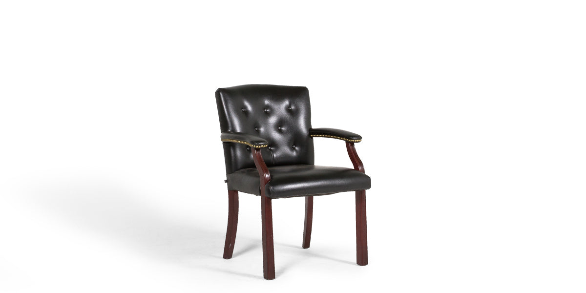 Black Tufted Back Vinyl Armchair