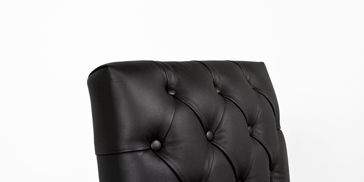 Tufted Black Vinyl Guest Armchair