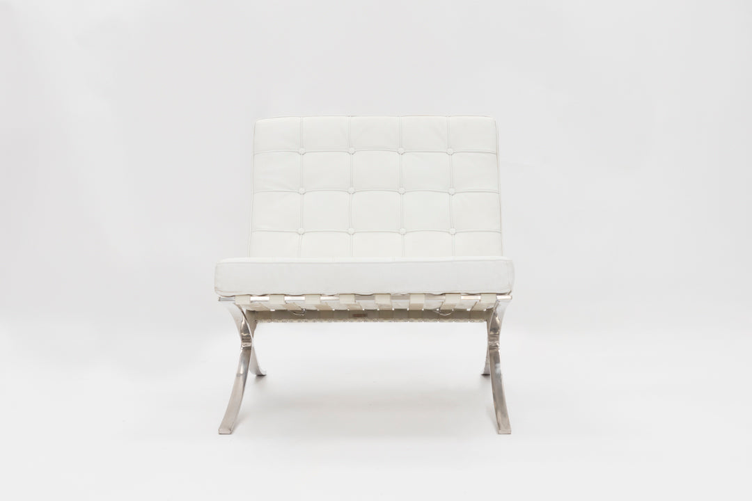 White Barcelona Style Lounge Chair