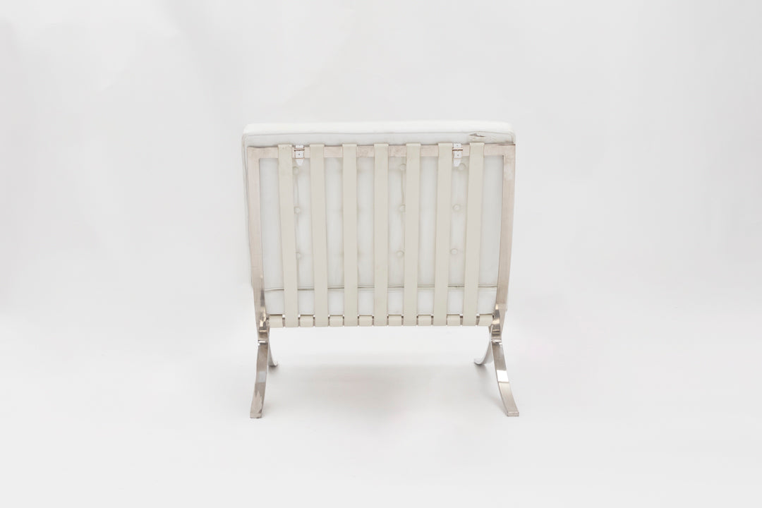 White Barcelona Style Lounge Chair