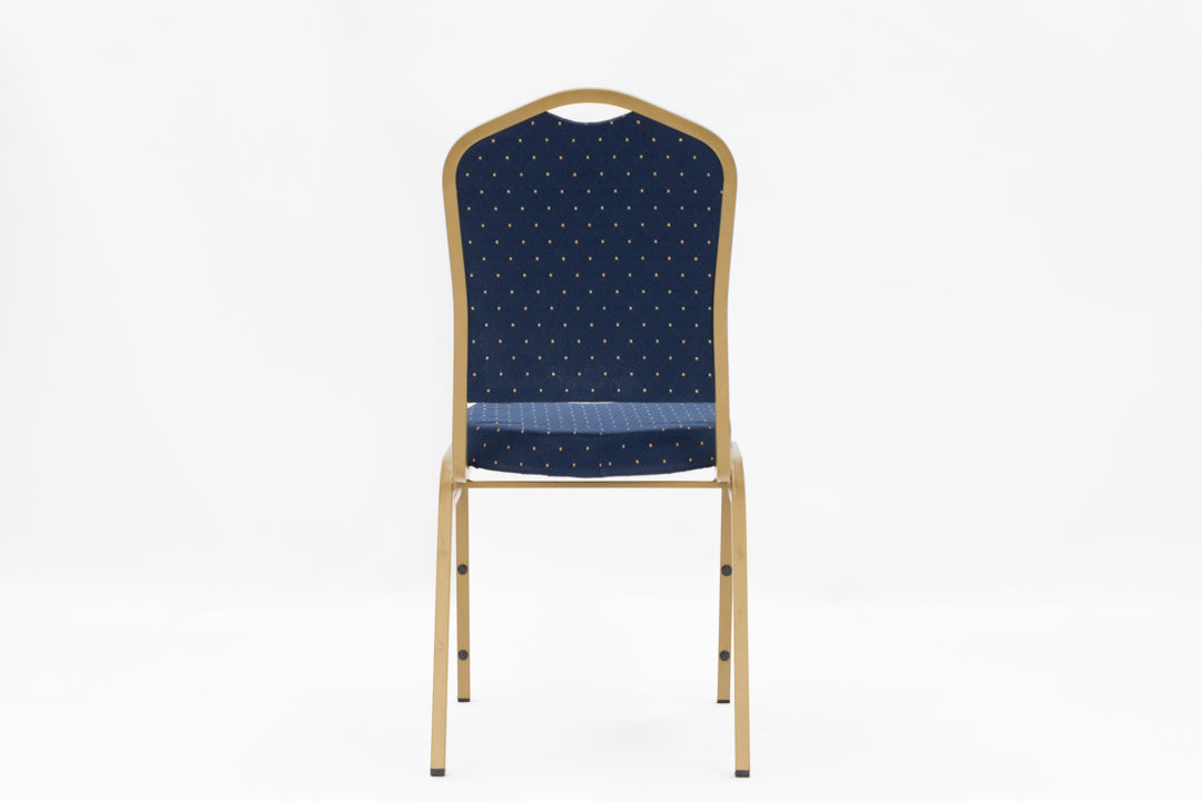 Blue Fabric Banquet Chair - Gold Frame