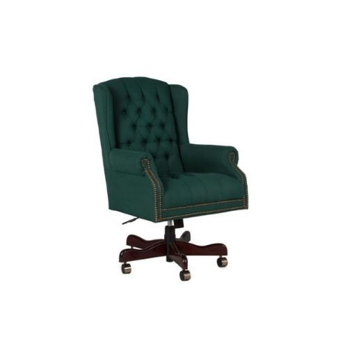 Green Fabric Tufted High Back Chair