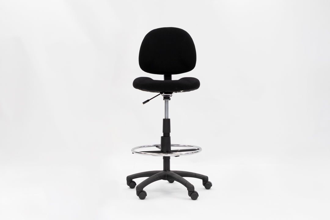 Armless Fabric Drafting Stool - Black