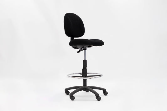 Armless Fabric Drafting Stool - Black