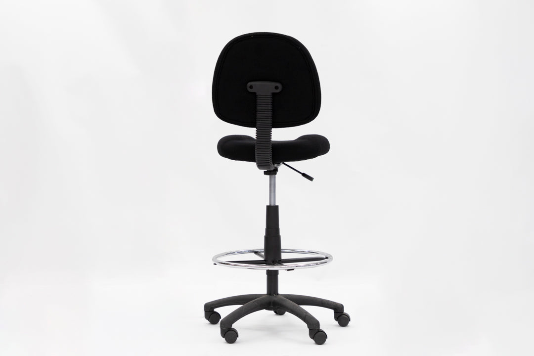 Armless Fabric Drafting Stool - Black