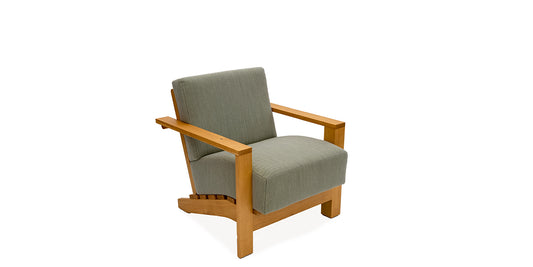 Green Fabric Chair with Wood Frame