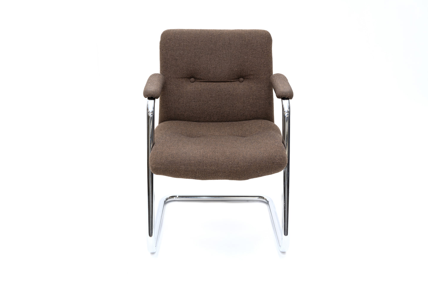 Brown Fabric Arm Chair with Chrome Frame