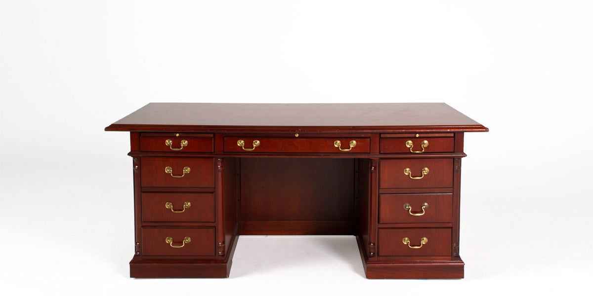 72" Medium Cherry Double Pedestal Desk