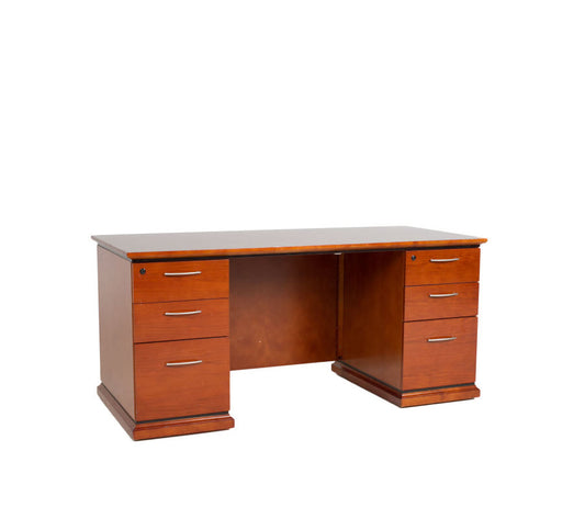 66" Cherry Double Pedestal Desk